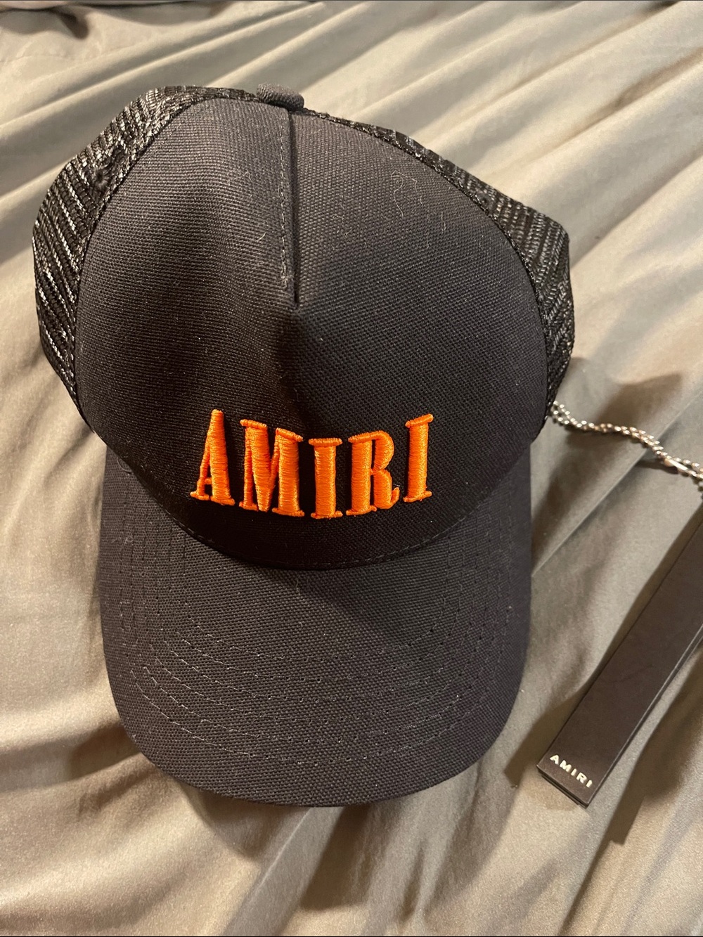 AMIRI Black Trucker Cap with Orange Embroidered Logo